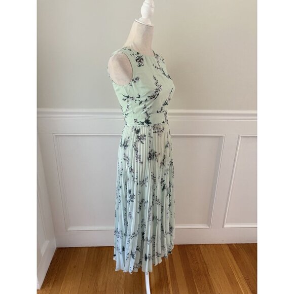 Hobbs London Celeste Floral Pleated Dress Mint Green 4 - Picture 4 of 6